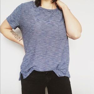 Old Navy Boyfriend T StripE Blue Pocket